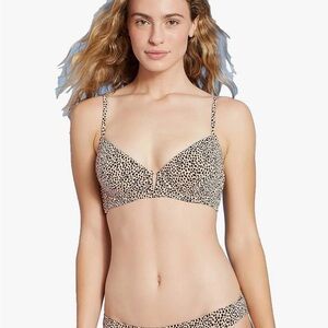 Shade & Shore Women's Light Lift V-Wire Ribbed Bikini Top (Animal Print), 36C